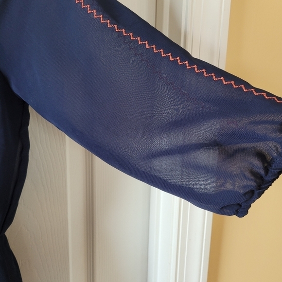 Bongo Embroidered Blue Sheer Sleeve Dress Sz S Juniors - Picture 6 of 15